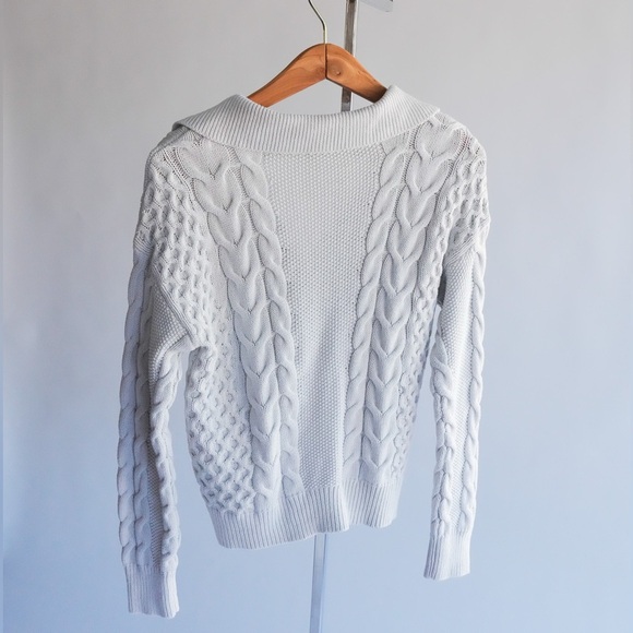 Parker Women's Creamy Gray Cable Knit Cardigan Size XS - Picture 8 of 10